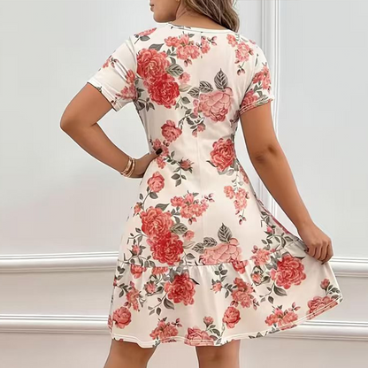 ⏳Time-Limited Special⏰Women's Elegant Floral Print Ruffled Hem Dress