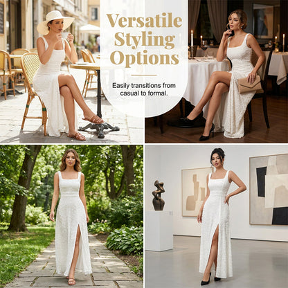 ⏳Time-Limited Special⏰Women's Sleeveless Square Neck Split Maxi Dress