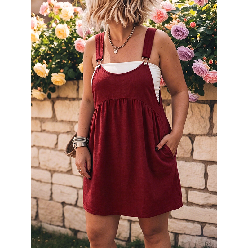 ⏳Time-Limited Special⏰Women's Casual Overall Pinafore Dress – Faux Denim, Loose Fit, Versatile ✨