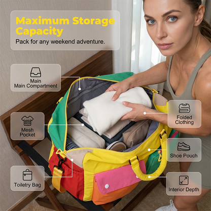 ⏳Time-Limited Special⏰ Casual Color Block Overnight Bag – Spacious & durable – Perfect for gym, travel or weekend trips – lightweight with carry handles 🧳