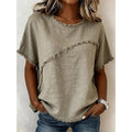 ⏳Time-Limited Special⏰Women's Summer Top with Raw Edge Paneling – Round Neck, Relaxed Fit, Edgy ✨
