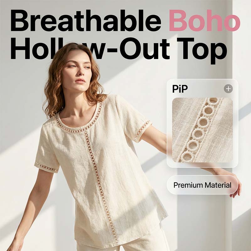 ⏳Time-Limited Special⏰Women's Casual Bohemian Style Hollow-Out Top