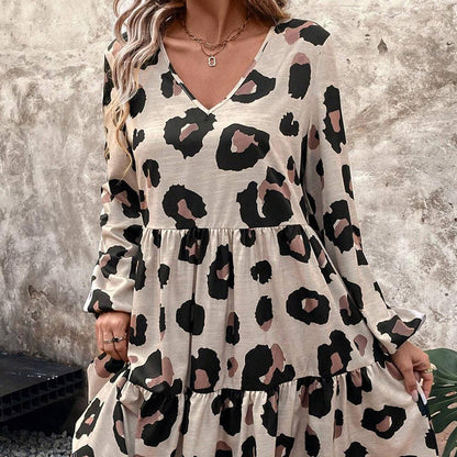 🔥New Arrivals & Best Sellers-Women's Flowy Leopard Print V-Neck Dress🐆