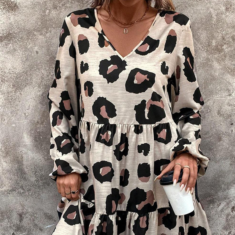 🔥New Arrivals & Best Sellers-Women's Flowy Leopard Print V-Neck Dress🐆