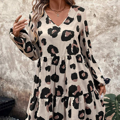 🔥New Arrivals & Best Sellers-Women's Flowy Leopard Print V-Neck Dress🐆