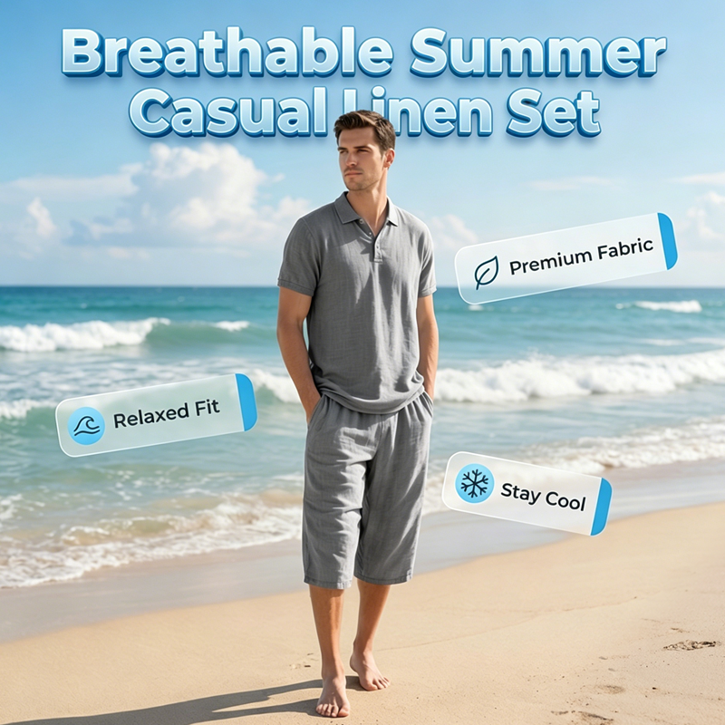 ⏳Time-Limited Special⏰Casual linen shirt and pants set for men – Lightweight, breathable, and relaxed fit – Perfect for summer, vacation, or the office – Natural, effortless look 👖