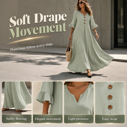 ⏳Time-Limited Special⏰Women's V-Neck Loose Maxi Dress – Flowing Silhouette, Soft Drape, Day to Dinner 🌙