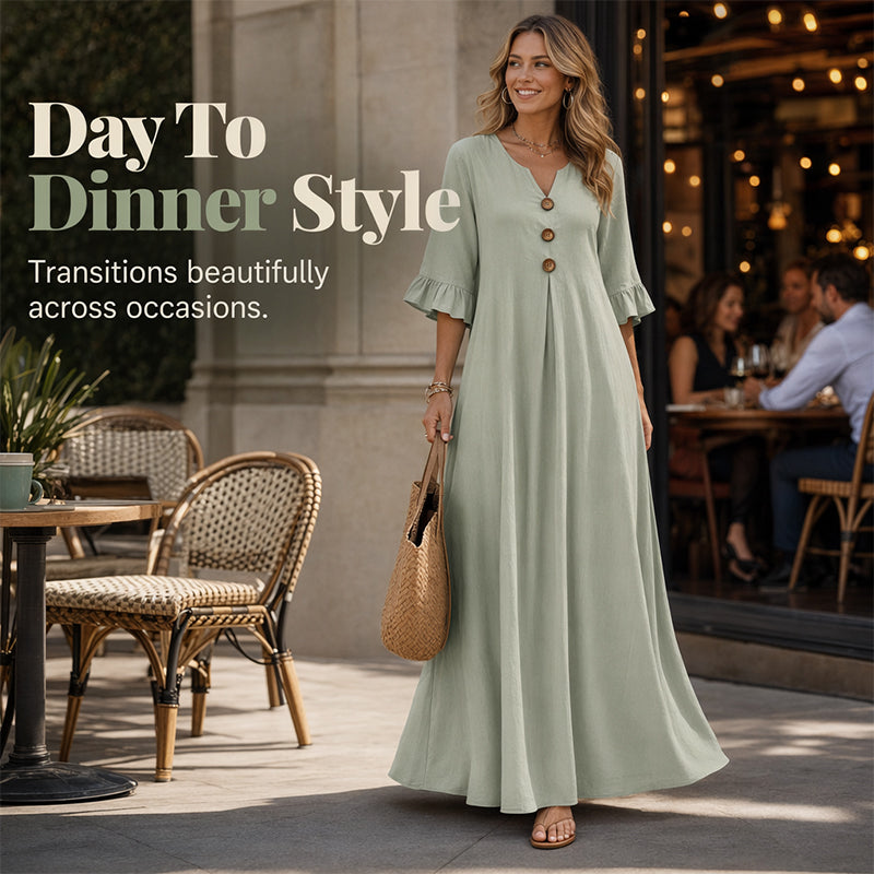 ⏳Time-Limited Special⏰Women's V-Neck Loose Maxi Dress – Flowing Silhouette, Soft Drape, Day to Dinner 🌙