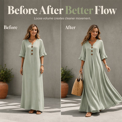 ⏳Time-Limited Special⏰Women's V-Neck Loose Maxi Dress – Flowing Silhouette, Soft Drape, Day to Dinner 🌙