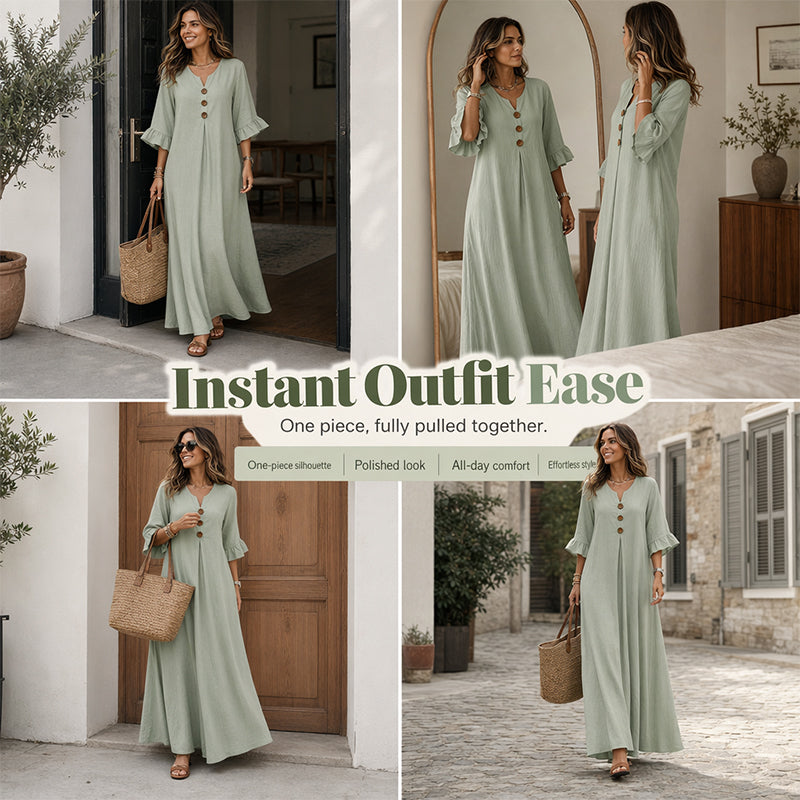 ⏳Time-Limited Special⏰Women's V-Neck Loose Maxi Dress – Flowing Silhouette, Soft Drape, Day to Dinner 🌙