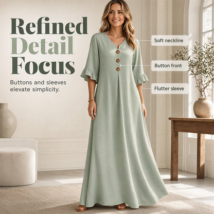 ⏳Time-Limited Special⏰Women's V-Neck Loose Maxi Dress – Flowing Silhouette, Soft Drape, Day to Dinner 🌙