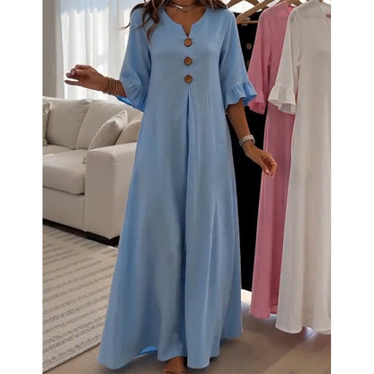 ⏳Time-Limited Special⏰Women's V-Neck Loose Maxi Dress – Flowing Silhouette, Soft Drape, Day to Dinner 🌙