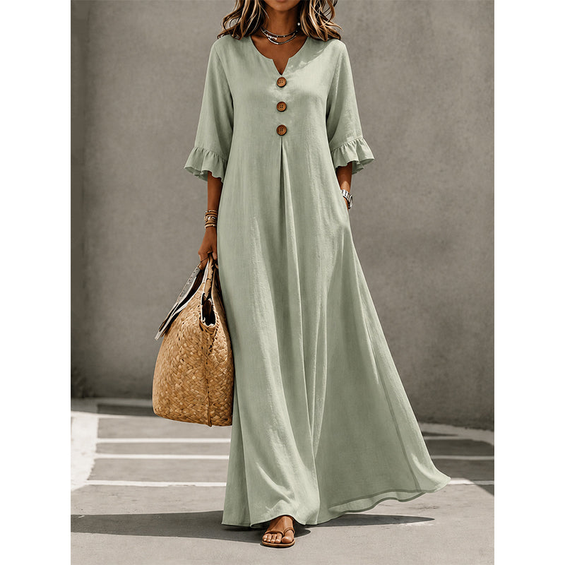 ⏳Time-Limited Special⏰Women's V-Neck Loose Maxi Dress – Flowing Silhouette, Soft Drape, Day to Dinner 🌙