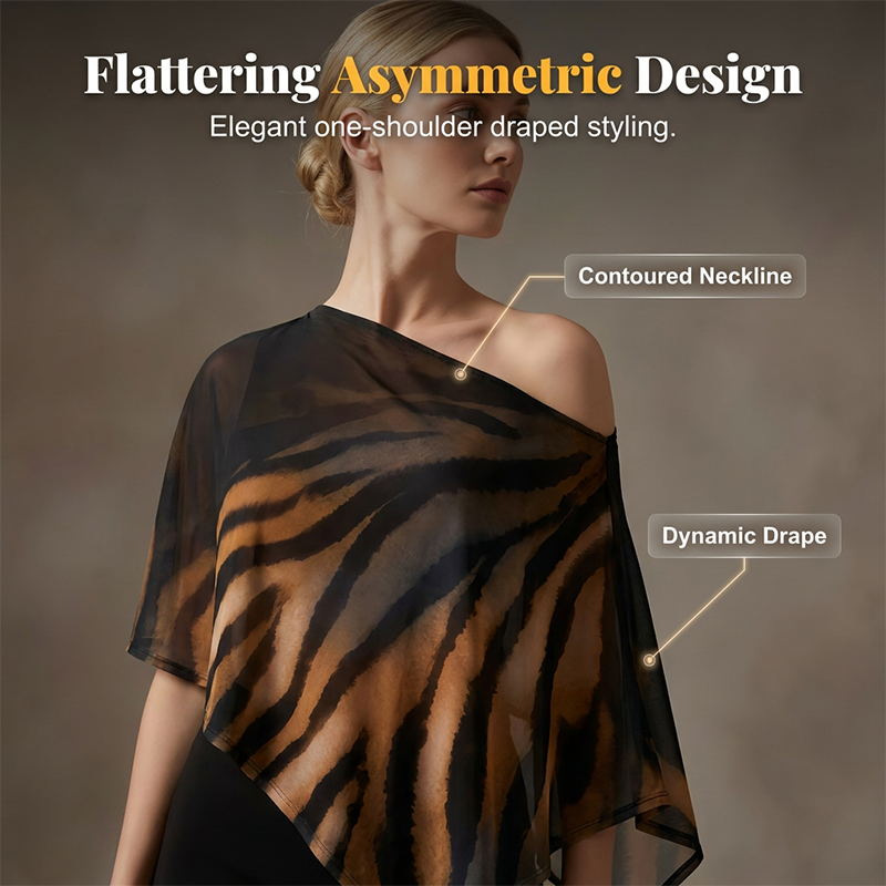 ⏳Time-Limited Special⏰Asymmetric Shawl Top & High Waist Skirt Set
