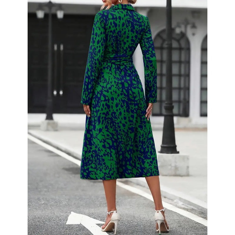 ⏳Time-Limited Special⏰Multi-Color Printed Shirt Dress – Waist Belt, Slit Hem, All-Day Comfort 🌸