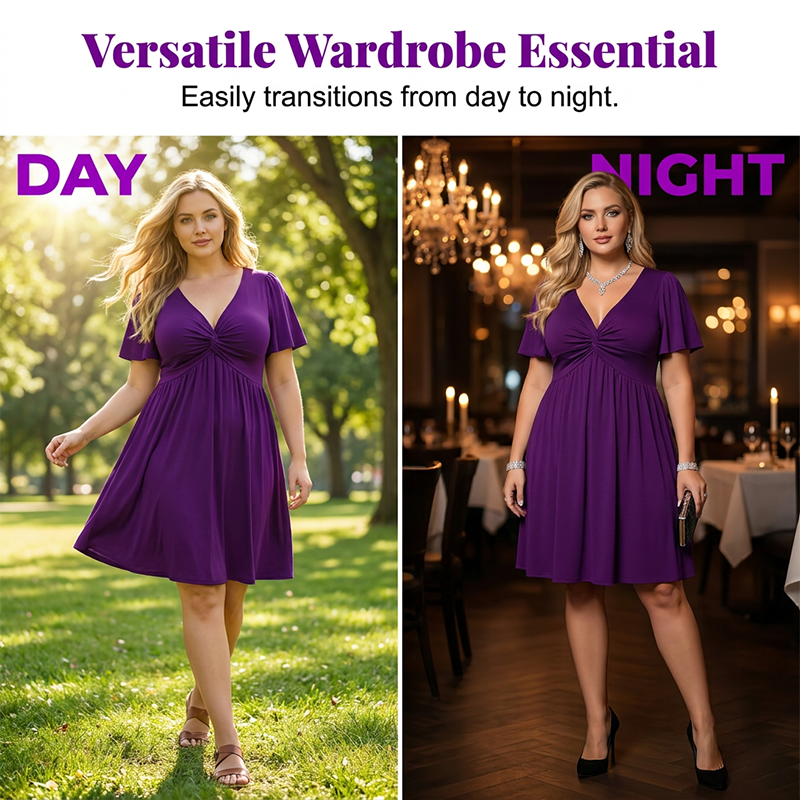 ⏳Time-Limited Special⏰Elegant V-Neck Twist Front Midi Dress with Pockets — Flattering Silhouette, Effortless All-Day Style