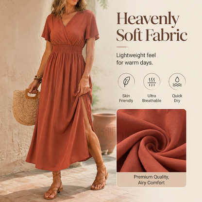 ⏳Time-Limited Special⏰Women's Summer V-Neck Side Slit Maxi Dress