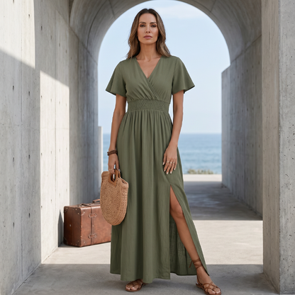 ⏳Time-Limited Special⏰Women's Summer V-Neck Side Slit Maxi Dress