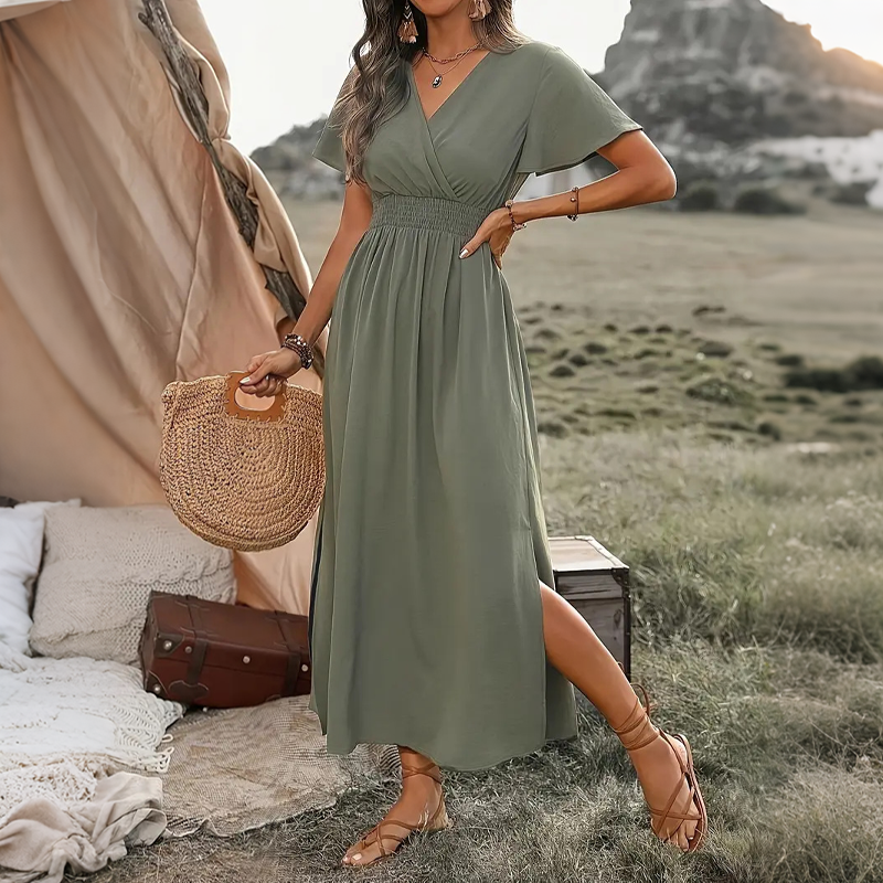 ⏳Time-Limited Special⏰Women's Summer V-Neck Side Slit Maxi Dress