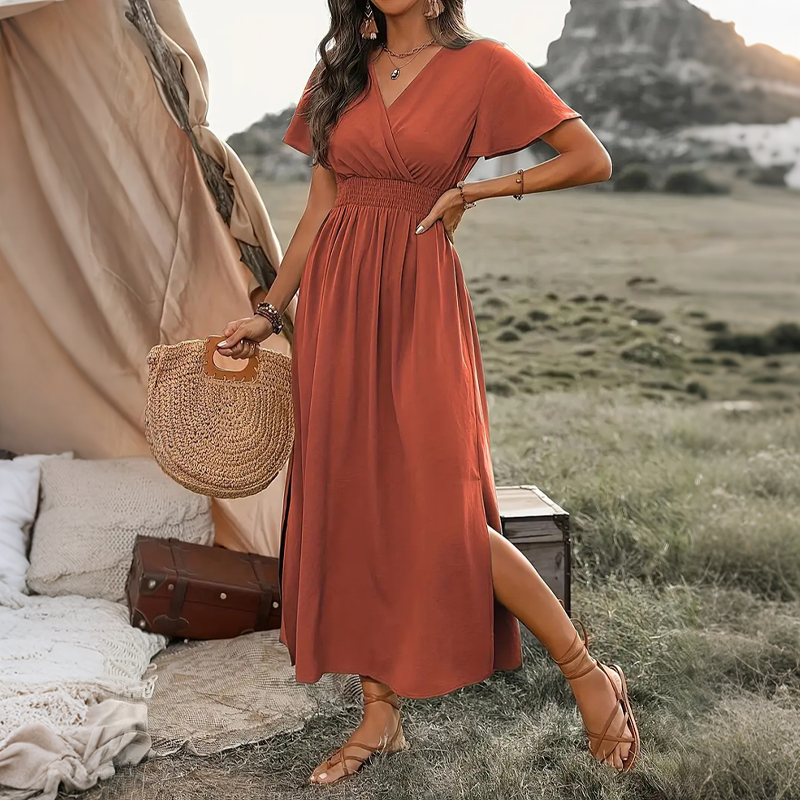 ⏳Time-Limited Special⏰Women's Summer V-Neck Side Slit Maxi Dress