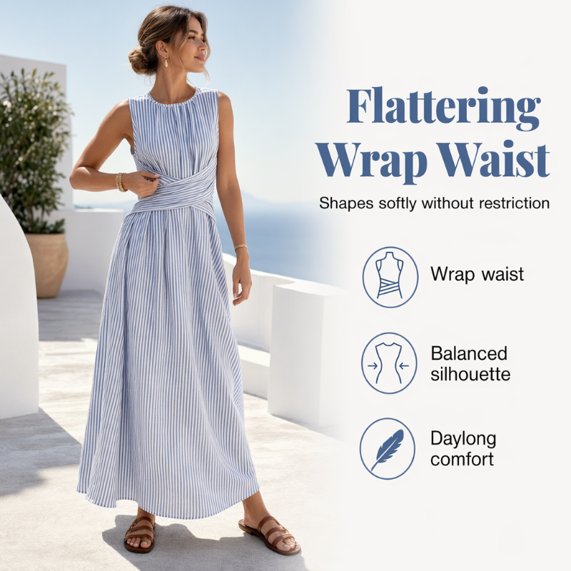⏳Time-Limited Special⏰Women Casual Striped Maxi Dress Sleeveless🎀👗