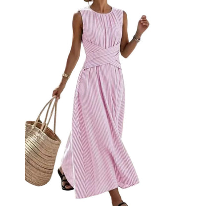 ⏳Time-Limited Special⏰Women Casual Striped Maxi Dress Sleeveless🎀👗