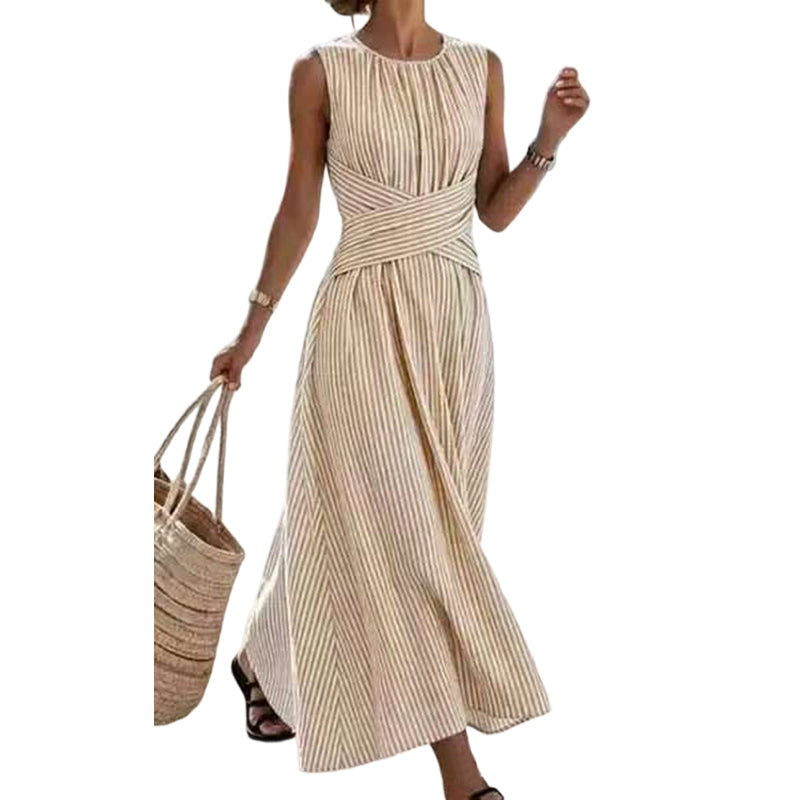 ⏳Time-Limited Special⏰Women Casual Striped Maxi Dress Sleeveless🎀👗
