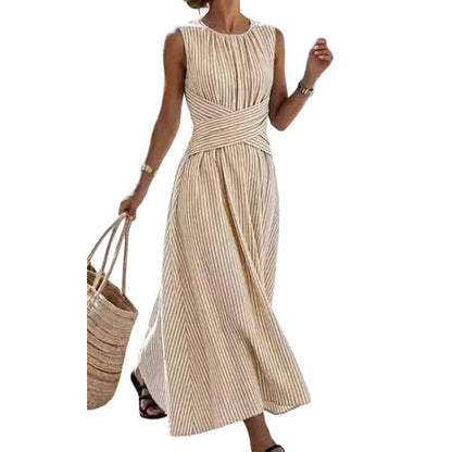 ⏳Time-Limited Special⏰Women Casual Striped Maxi Dress Sleeveless🎀👗