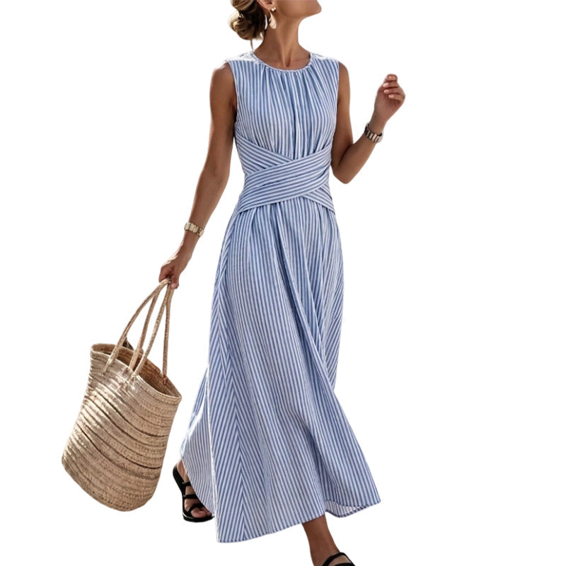 ⏳Time-Limited Special⏰Women Casual Striped Maxi Dress Sleeveless🎀👗