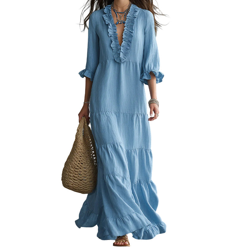 ⏳Time-Limited Special⏰ Square Neck Swing Dress – Hides tummy, flatters curves.