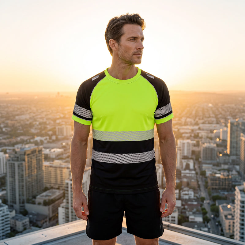 ⏳Time-Limited Special⏰Men's High Visibility Round-Neck Top – Breathable & reflective – Perfect for work, cycling or night activities – safe and comfortable 🌙💪✨