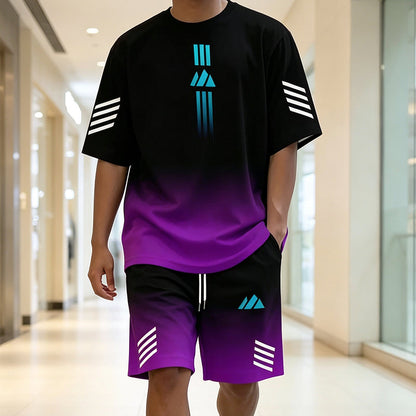 ⏳Time-Limited Special⏰Men's Summer T-Shirt & Shorts Two-Piece Set – Gradient Design & Breathable Fabric ☀️