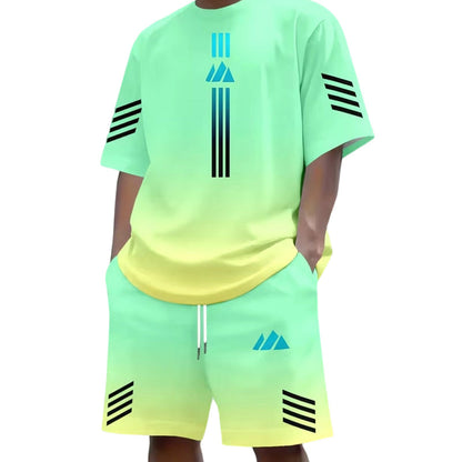 ⏳Time-Limited Special⏰Men's Summer T-Shirt & Shorts Two-Piece Set – Gradient Design & Breathable Fabric ☀️