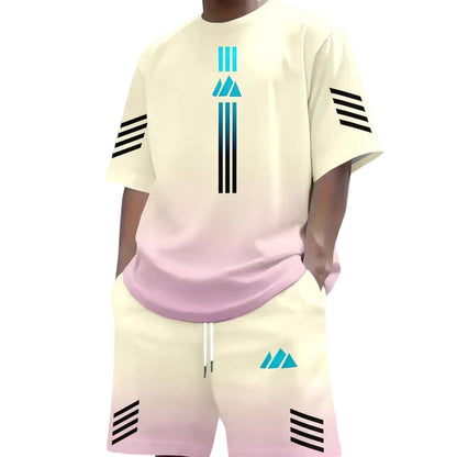 ⏳Time-Limited Special⏰Men's Summer T-Shirt & Shorts Two-Piece Set – Gradient Design & Breathable Fabric ☀️
