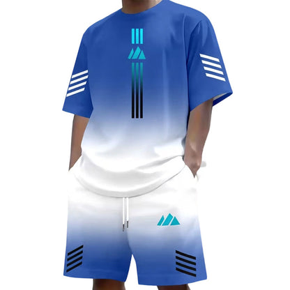 ⏳Time-Limited Special⏰Men's Summer T-Shirt & Shorts Two-Piece Set – Gradient Design & Breathable Fabric ☀️