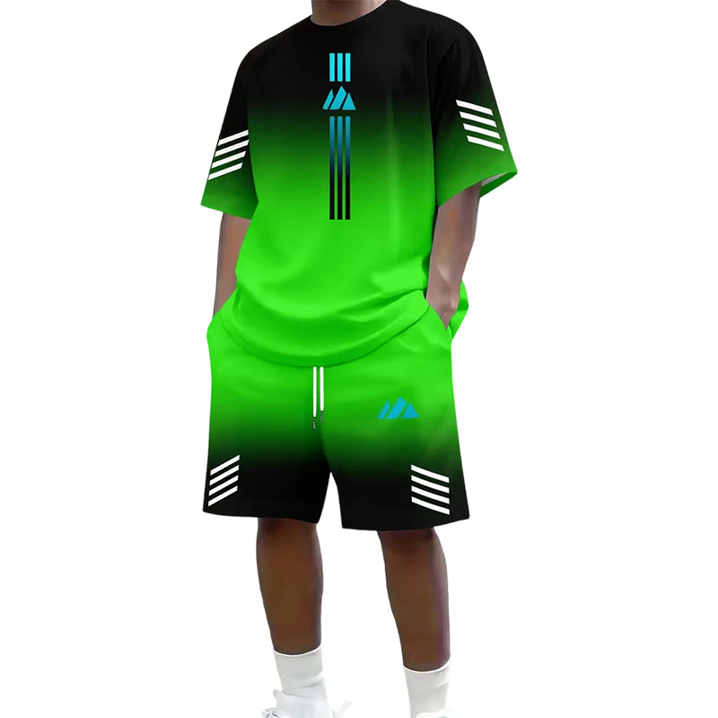 ⏳Time-Limited Special⏰Men's Summer T-Shirt & Shorts Two-Piece Set – Gradient Design & Breathable Fabric ☀️