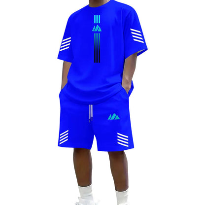⏳Time-Limited Special⏰Men's Summer T-Shirt & Shorts Two-Piece Set – Gradient Design & Breathable Fabric ☀️