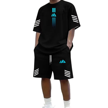 ⏳Time-Limited Special⏰Men's Summer T-Shirt & Shorts Two-Piece Set – Gradient Design & Breathable Fabric ☀️
