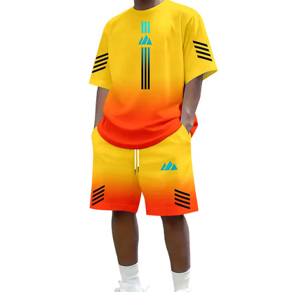 ⏳Time-Limited Special⏰Men's Summer T-Shirt & Shorts Two-Piece Set – Gradient Design & Breathable Fabric ☀️