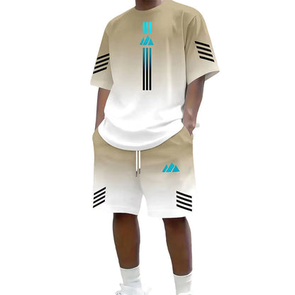 ⏳Time-Limited Special⏰Men's Summer T-Shirt & Shorts Two-Piece Set – Gradient Design & Breathable Fabric ☀️
