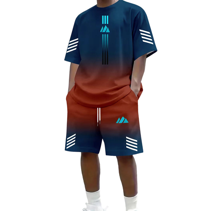 ⏳Time-Limited Special⏰Men's Summer T-Shirt & Shorts Two-Piece Set – Gradient Design & Breathable Fabric ☀️