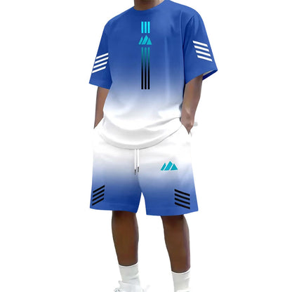 ⏳Time-Limited Special⏰Men's Summer T-Shirt & Shorts Two-Piece Set – Gradient Design & Breathable Fabric ☀️