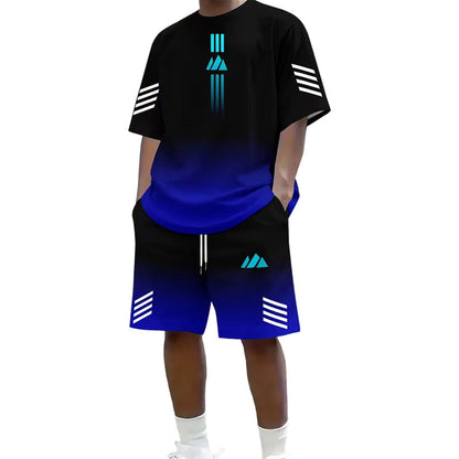 ⏳Time-Limited Special⏰Men's Summer T-Shirt & Shorts Two-Piece Set – Gradient Design & Breathable Fabric ☀️