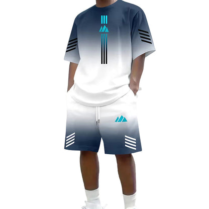 ⏳Time-Limited Special⏰Men's Summer T-Shirt & Shorts Two-Piece Set – Gradient Design & Breathable Fabric ☀️
