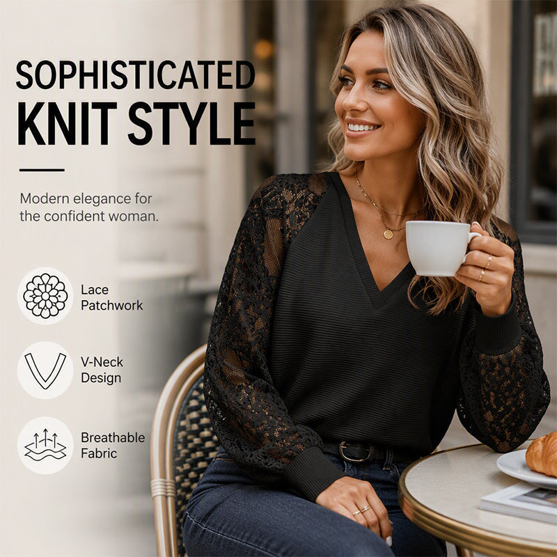 💥Women's Elegant V-Neck Knit Sweater