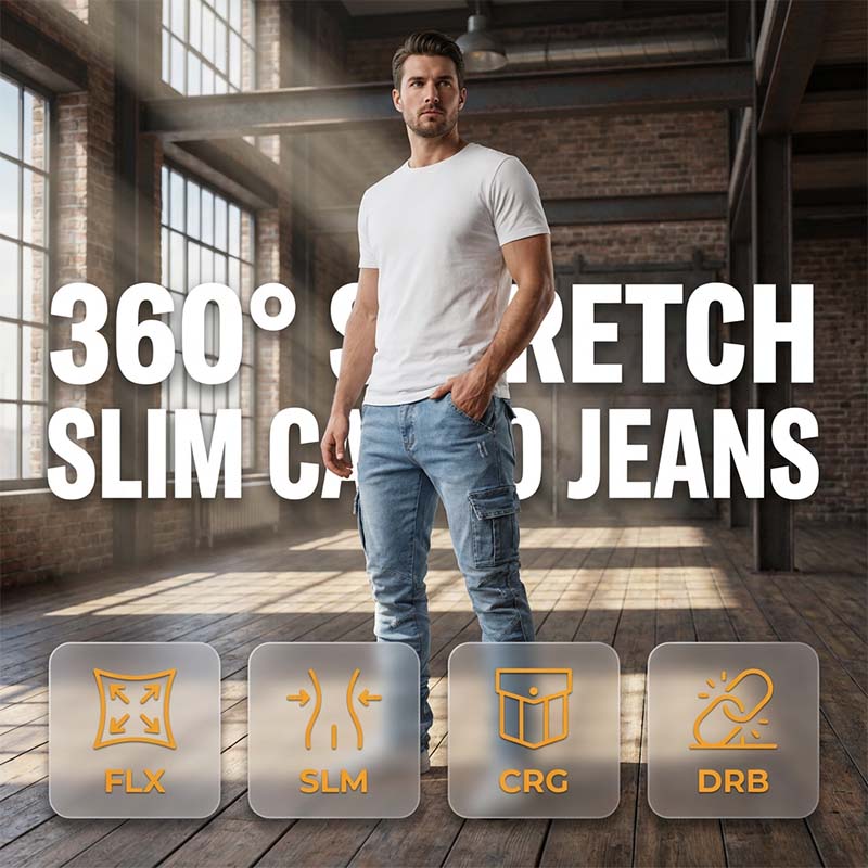 Slim Fit Denim Cargo Pants