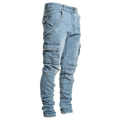Slim Fit Denim Cargo Pants