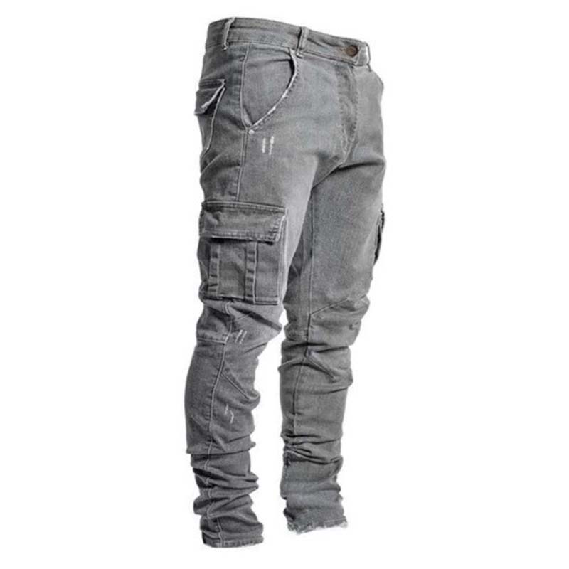 Slim Fit Denim Cargo Pants