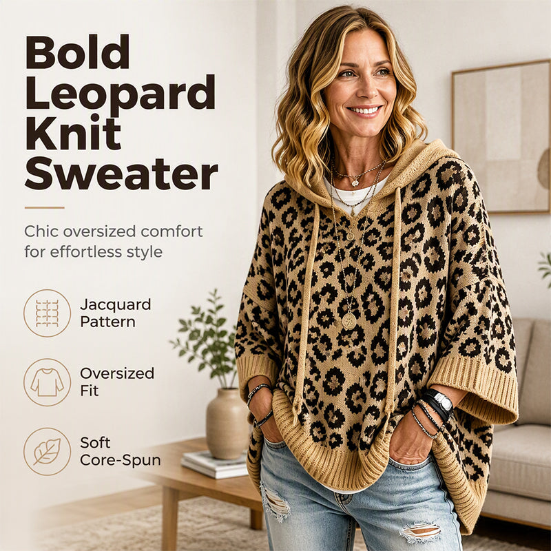 🔥 2026 Fresh Drops | Flat 50% OFF & FREE SHIPPING Today! 💸Women’s Leopard Print Knitted Hoodie 