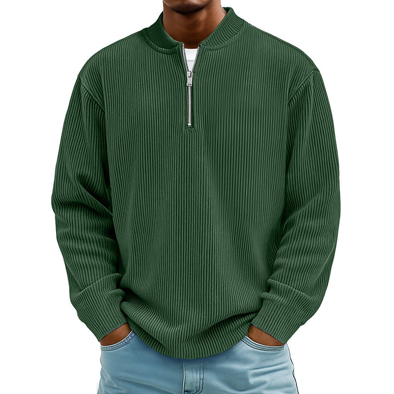 ✨Men's Corduroy Quarter-Zip Pullover Sweatshirt Casual Stand Collar Long Sleeve Top